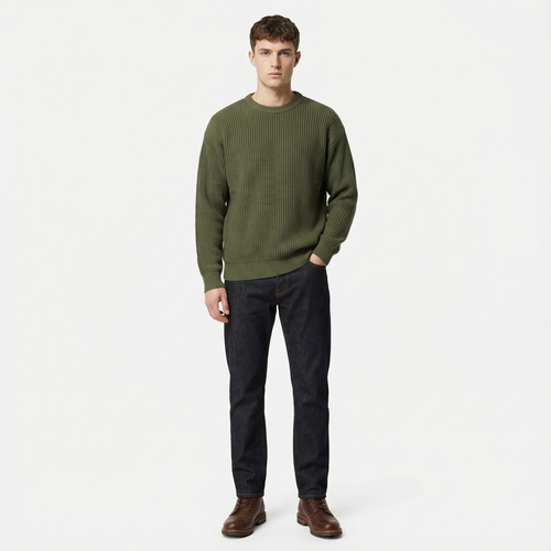 Heritage Knit Crew Sweater – Deep Olive | Mavro Trend