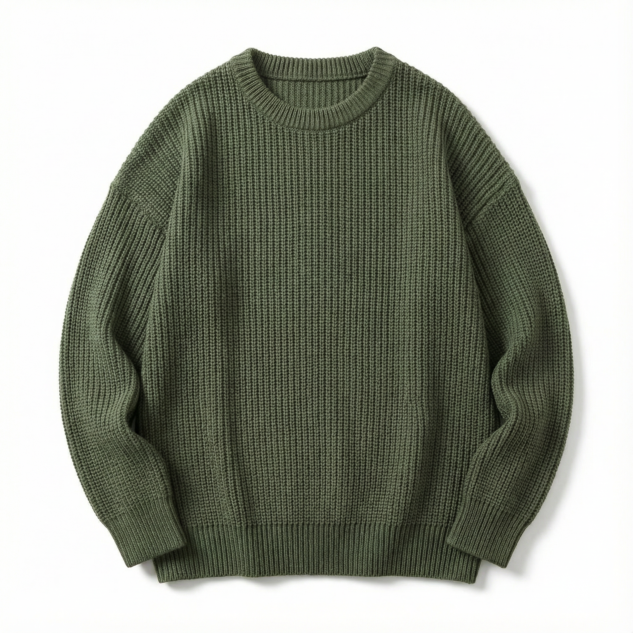 Heritage Knit Crew Sweater – Deep Olive | Mavro Trend