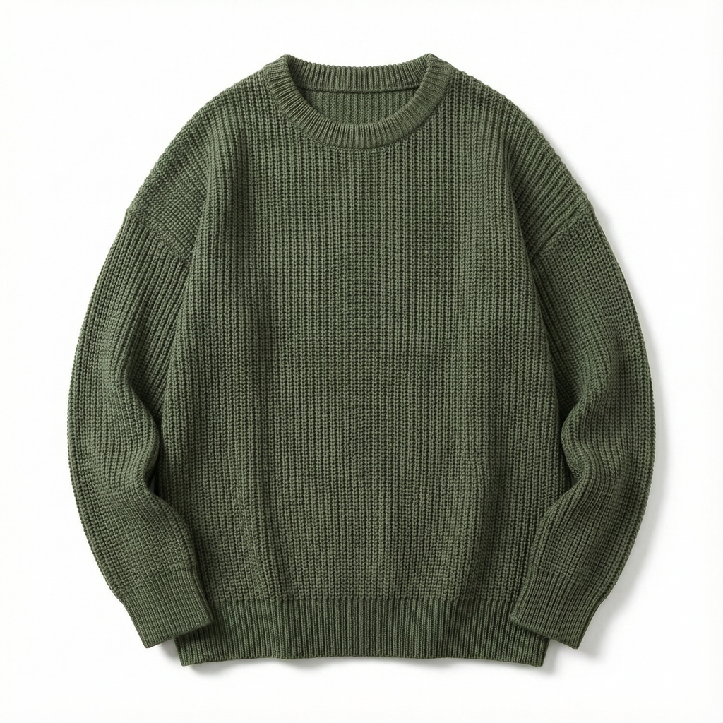 Heritage Knit Crew Sweater – Deep Olive | Mavro Trend